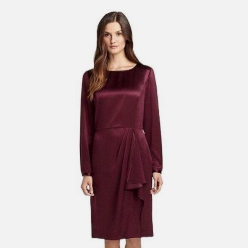 Elegant Burgundy Dress 100% silk Size 8